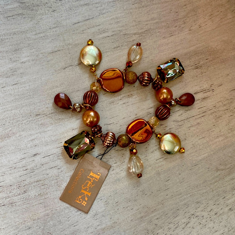 Treska chunky mixed material of beaded stretch bracelet